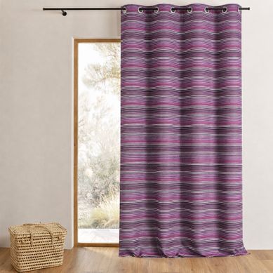 Rideau Jacquard Isolant À Fines Rayures - 140x260 Cm - Prune Rideau Jacquard Isolant À Fines Rayures - 140x260 Cm - Prune