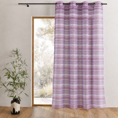 Voilage Organza Tissé À Rayures Horizontales Et Oeillets - 140x240 Cm - Violet Parme Voilage Organza Tissé À Rayures Horizontales Et Oeillets - 140x240 Cm - Violet Parme