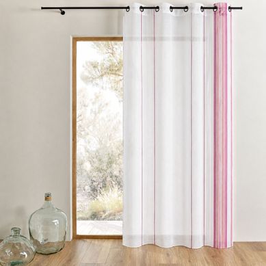 Voilage Tissé À Rayures Verticales - 145x260 Cm - Vieux Rose