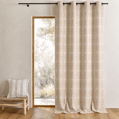 Rideau Jacquard À Pois Ton Sur Ton - 140x260 Cm - Ivoire
