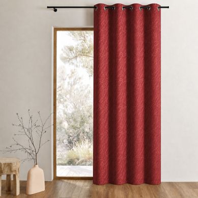 Rideau Obscurcissant Frappé Prêt À Poser - 140x260 Cm - Rouge