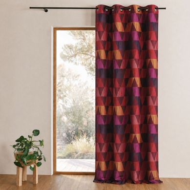 Rideau Jacquard Motif Triangles - 140x260 Cm - Bordeaux