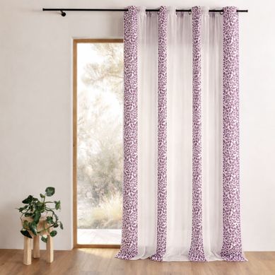 Voilage Organza Jacquard À Motif Feuillage - 140x260 Cm - Prune Voilage Organza Jacquard À Motif Feuillage - 140x260 Cm - Prune