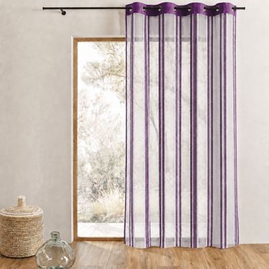 Voilage Organza Transparent À Rayures Verticales - 140x260 Cm - Prune Voilage Organza Transparent À Rayures Verticales - 140x260 Cm - Prune