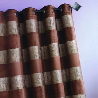 Rideau Jacquard Grosses Rayures Horizontales - 140x260 Cm - Taupe