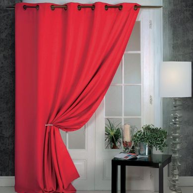 Rideau 100% Occultant Ignifugé M1 Non Feu Piment - 140x260 Cm - Rouge