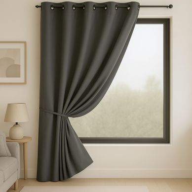 Rideau 100% Occultant Ignifugé M1 Non Feu Gris - 140x260 Cm - Gris