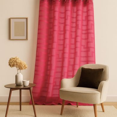 Voilage Coloré Flash Motifs Ton Sur Ton - 140x260 Cm - Rouge