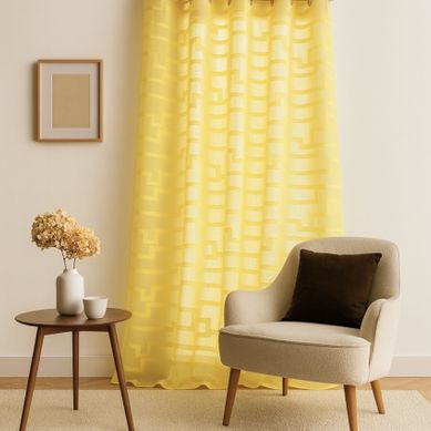 Voilage Coloré Flash Motifs Ton Sur Ton - 140x260 Cm - Jaune