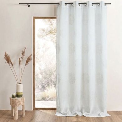 Rideau Jacquard À Motifs Ronds Chinés - 140x260 Cm - Blanc