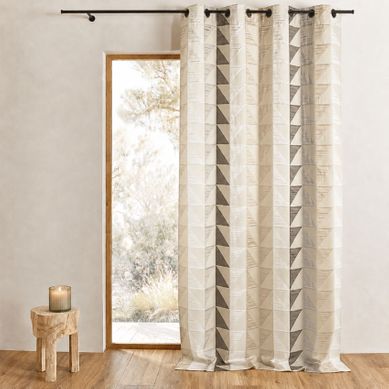 Rideau Jacquard Obscurcissant À Imprimés Triangulaires - 140x260 Cm - Beige