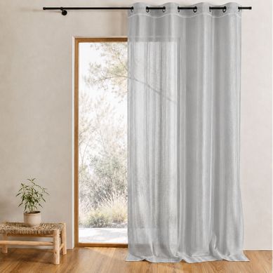 Voilage Uni Avec Fils En Lurex - 140x260 Cm - Argent