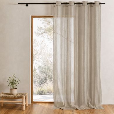 Voilage Uni Avec Fils En Lurex - 140x260 Cm - Beige