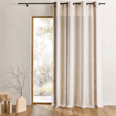 Voilage Organza À Rayures Verticales - 150x260 Cm - Taupe