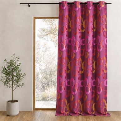 Rideau Occultant Jacquard À Motifs Graphiques - 140x260 Cm - Rouge Orangé