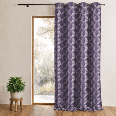 Rideau Occultant Jacquard À Motifs Géométriques - 140x260 Cm - Violet Parme Rideau Occultant Jacquard À Motifs Géométriques - 140x260 Cm - Violet Parme