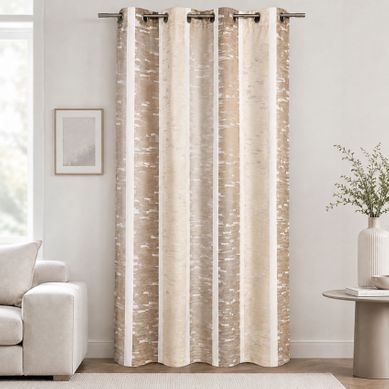 Rideau Jacquard À Rayures Verticales Colorées - 140x260 Cm - Beige
