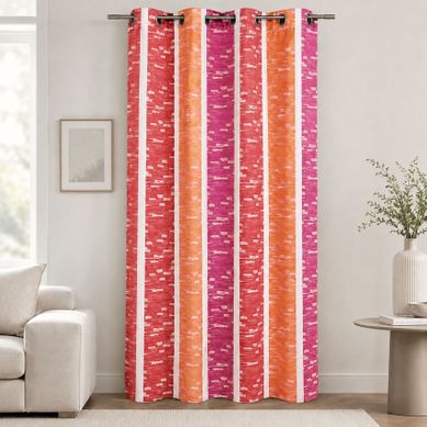 Rideau Jacquard À Rayures Verticales Colorées - 140x260 Cm - Bordeaux