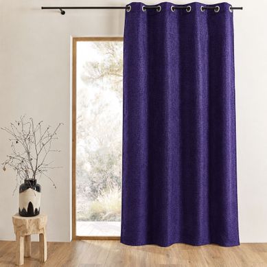 Rideau Uni En Toile Aspect Naturel - 140x260 Cm - Prune Rideau Uni En Toile Aspect Naturel - 140x260 Cm - Prune