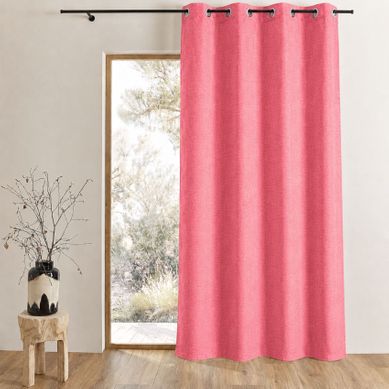 Rideau Uni En Toile Aspect Naturel - 140x260 Cm - Rouge