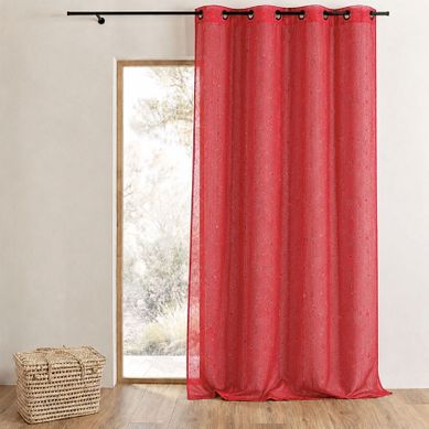 Voilage Imprimé Petits Points Colorés - 140x240 Cm - Rouge