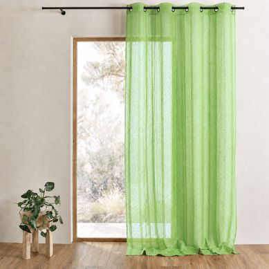 Voilage Tissé À Fines Rayures Filetées - 300x240 Cm - Vert Clair