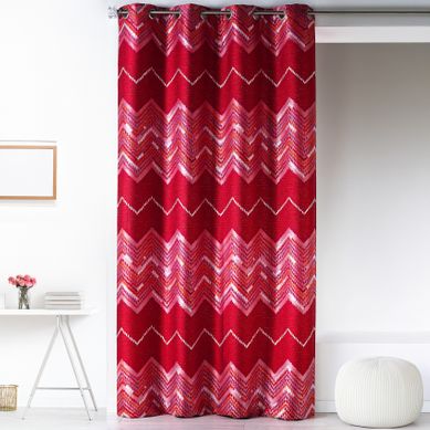 Rideau En Jacquard À Motifs "chevron" - 140x260 Cm - Rose Blush