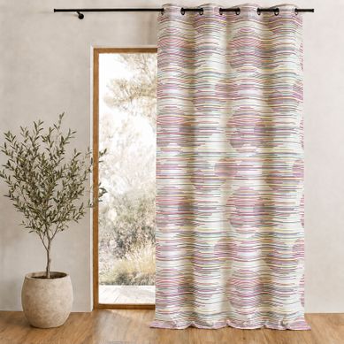 Rideau Tamisant En Jacquard À Motifs Graphiques - 140x260 Cm - Rose