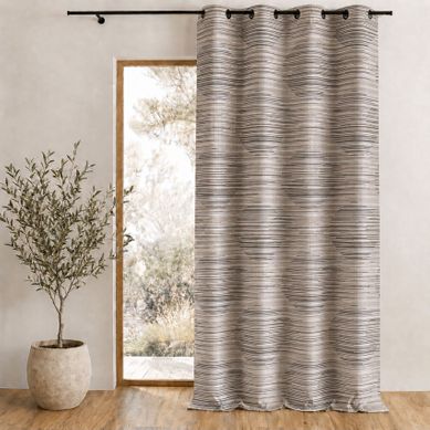Rideau Tamisant En Jacquard À Motifs Graphiques - 140x260 Cm - Taupe