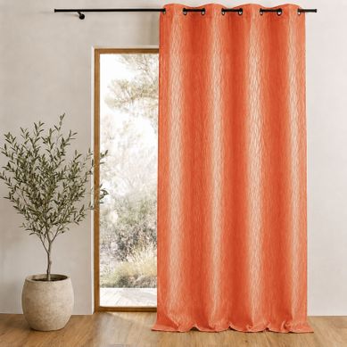 Rideau Tamisant En Jacquard Imprimé - 135x260 Cm - Orange