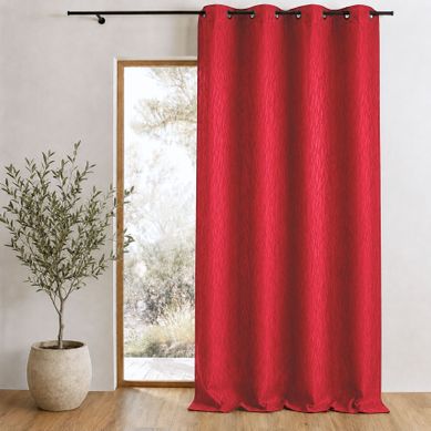 Rideau Tamisant En Jacquard Imprimé - 135x260 Cm - Bordeaux