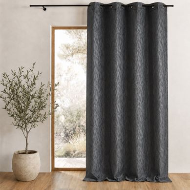 Rideau Tamisant En Jacquard Imprimé - 135x260 Cm - Gris Anthracite