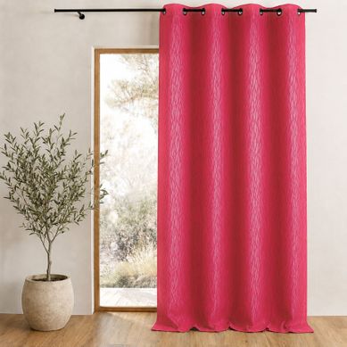 Rideau Tamisant En Jacquard Imprimé - 135x260 Cm - Fuchsia