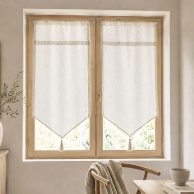 Paire De Voilages À Parement En Macramé Cœurs - 60x120 Cm - Naturel