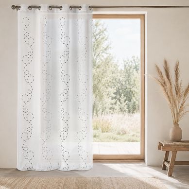Voilage Léger Brodé À Motifs Décoratifs - 140x260 Cm - Gris Clair Voilage Léger Brodé À Motifs Décoratifs - 140x260 Cm - Gris Clair