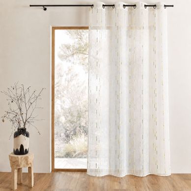 Voilage Tamisant À Motifs Discrets De Rayures - 140x260 Cm - Vert Clair