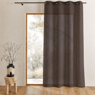 Voilage Léger Semi-transparent À Bas Plombé - 140x240 Cm - Marron Chocolat