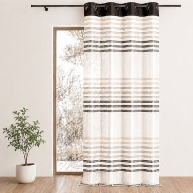 Voilage Organza Rayé Et Coloré - 140x260 Cm - Marron Glacé