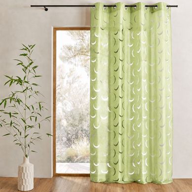 Rideau Taffetas Léger Motif Découpé Au Laser - 140x260 Cm - Vert Tilleul