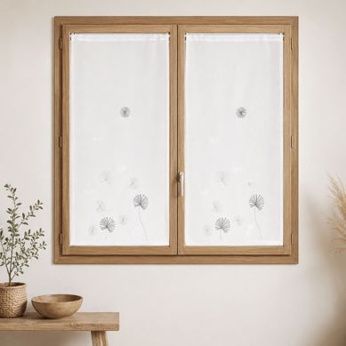 Paire De Voilages Brodés À Motifs Floraux - 60x120 Cm - Taupe