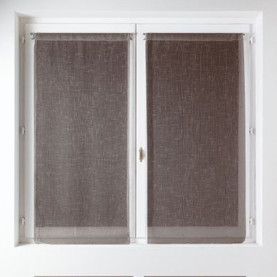 Paire De Voilage Unie - Effet Chiné - 45x130 Cm - Taupe