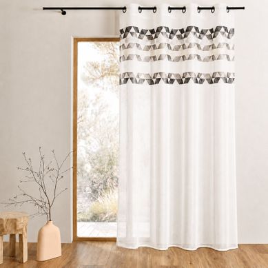 Voilage À Parement Haut Motif De Triangles - 140x240 Cm - Gris Clair Voilage À Parement Haut Motif De Triangles - 140x240 Cm - Gris Clair