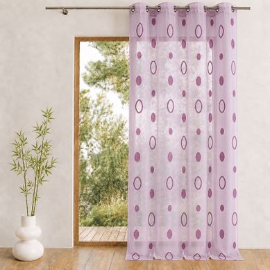 Voilage Coloré Motifs Cercles Prêt À Poser - 140x240 Cm - Violet Parme Voilage Coloré Motifs Cercles Prêt À Poser - 140x240 Cm - Violet Parme