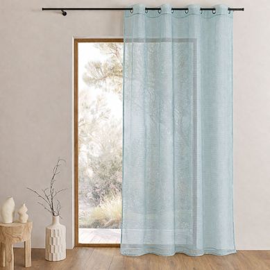 Voilage Organza À Fines Rayures Horizontales - 140x240 Cm - Turquoise