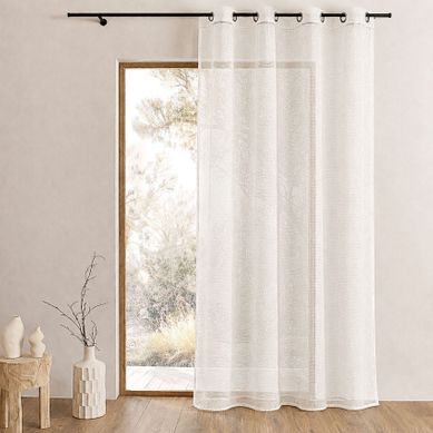Voilage Organza À Fines Rayures Horizontales - 140x240 Cm - Ivoire