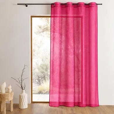 Voilage Organza À Fines Rayures Horizontales - 140x240 Cm - Fuchsia