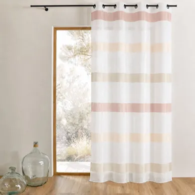 Voilage À Rayures Horizontales Sobre - 140x240 Cm - Beige