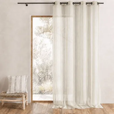 Voilage À Fines Rayures Verticales Ton Sur Ton - 140x260 Cm - Beige