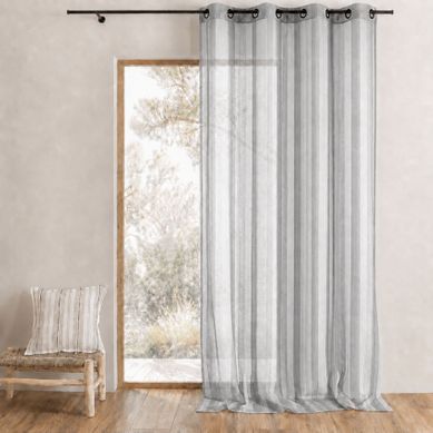 Voilage À Fines Rayures Verticales Ton Sur Ton - 140x260 Cm - Gris Clair Voilage À Fines Rayures Verticales Ton Sur Ton - 140x260 Cm - Gris Clair