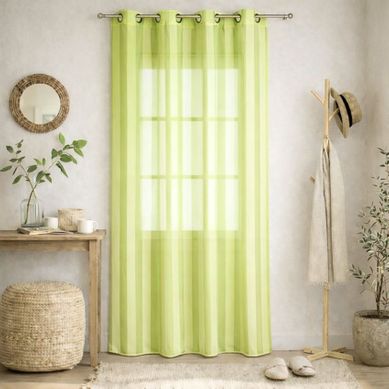 Voilage Tissé À Rayures Verticales Ton Sur Ton - 140x240 Cm - Vert Clair